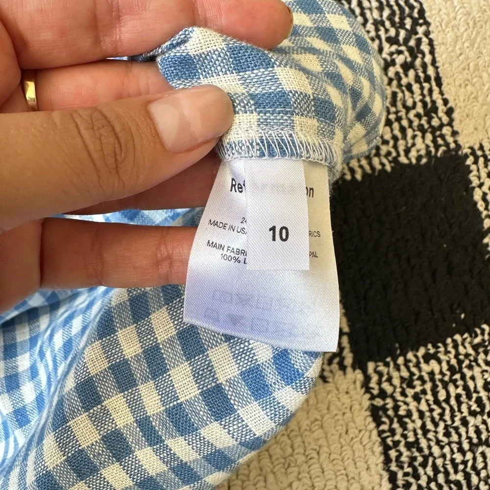 Reformation Ethel Linen Two Piece Azure Check - Size 10